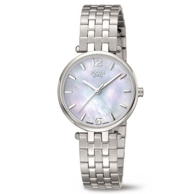 Boccia 3339-01 Horloge titanium zilverkleurig-parelmoer 30 mm