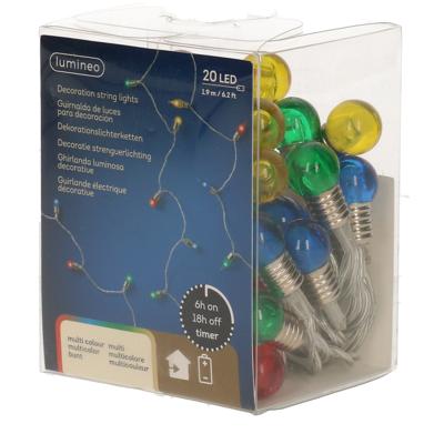 Lumineo Feestverlichting- gekleurde bolletjes - 190 cm - 20 lampjes - op batterij