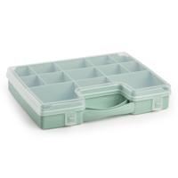 Plasticforte Opbergkoffertje - 13-vaks - mintgroen - opbergkoffer - sorteer box - 27,5 x 20,5 x 3 cm