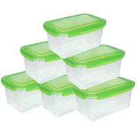 12x Voorraad/vershoudbakjes 2,5 liter transparant/groen plastic