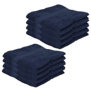 8x Voordelige handdoeken navy blauw 50 x 100 cm 420 grams