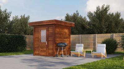 Lugarde Select Modern tuinhuis Den Haag 200x200 cm - Bruine olie- Plat dak- - Lugarde Select