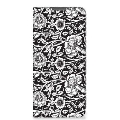 Motorola Moto G22 Smart Cover Black Flowers Motorola Moto G22 Smart Cover Black Flowers