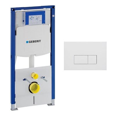 Geberit Duofix Element - UP 320 - QeramiQ push bedieningsplaat - wand 112cm - rechthoekige knoppen - kunststof wit glans SW706187 SW1242378