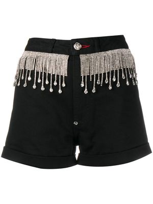 Philipp Plein short en jean à ornements en cristal - Noir