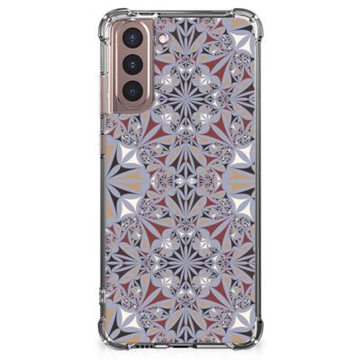 Samsung Galaxy S21 Plus Anti-Shock Hoesje Flower Tiles Samsung Galaxy S21 Plus Anti-Shock Hoesje Flower Tiles