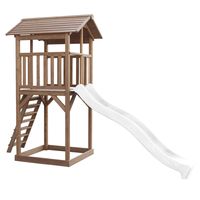 AXI Beach Tower Speeltoestel van hout in Bruin Speeltoren met zandbak en witte glijbaan - thumbnail