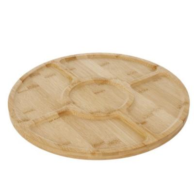 Ruhhy draaibaar serveer plateau - borrelplank - bamboe hout - D33 cm - lichtbruin