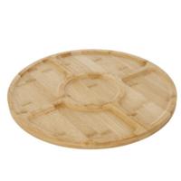 Ruhhy draaibaar serveer plateau - borrelplank - bamboe hout - D33 cm - lichtbruin