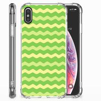 Apple iPhone X | Xs Doorzichtige Silicone Hoesje Waves Green