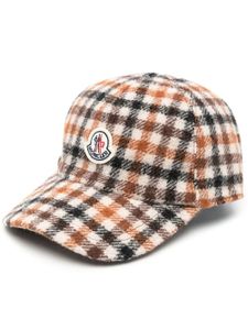 Moncler casquette en laine vierge à carreaux - Marron