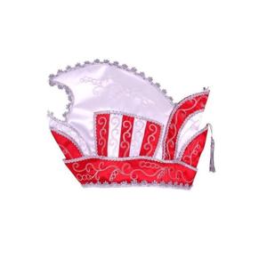 Prins Carnaval muts - heren - rood/wit - Prinsenmuts - luxe prinsensteek