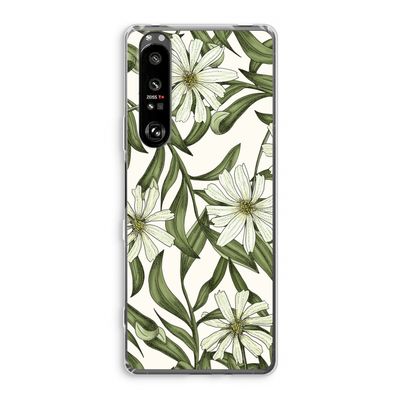 Wit bloemenpatroon: Sony Xperia 1 III Transparant Hoesje