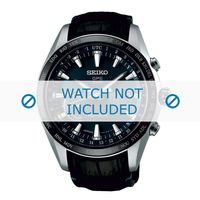 Horlogeband Seiko 8X22-0AG0 / SSE115J1 / L0CK01BJ9 Leder Zwart 22mm - thumbnail
