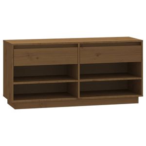 The Living Store Schoenenkast - Grenenhout - 110 x 34 x 52 cm - Honingbruin