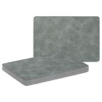 Placemats - 6x - lederlook - grijs - 42 x 30 cm - tafel dekken - onderleggers