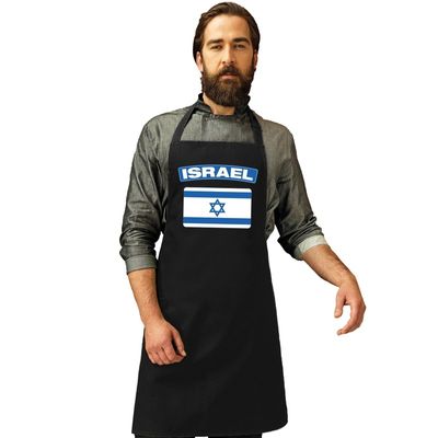Israel vlag barbecueschort/ keukenschort zwart volwassenen