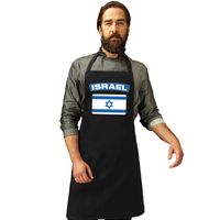 Israel vlag barbecueschort/ keukenschort zwart volwassenen - thumbnail
