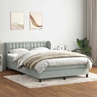 Boxspring met matras fluweel lichtgrijs 160x220 cm