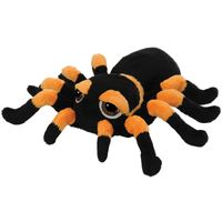 Pluche knuffel spin - tarantula - zwart/oranje - 33 cm - speelgoed