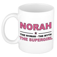 Naam cadeau mok/ beker Norah The woman, The myth the supergirl 300 ml   -
