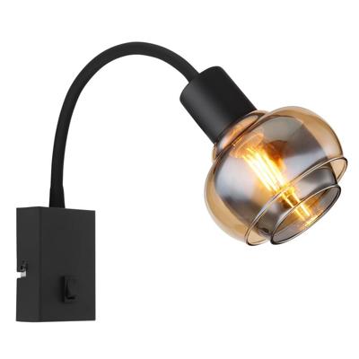 Globo Zwarte wandlampTokki boog amber smoke glas - 54309WB