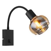Globo Zwarte wandlampTokki boog amber smoke glas - 54309WB