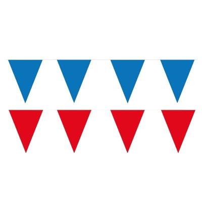 Rode/blauwe feest punt vlaggetjes pakket - 200 meter - slingers / vlaggenlijnen - kunststof