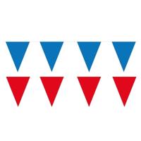 Rode/blauwe feest punt vlaggetjes pakket - 200 meter - slingers / vlaggenlijnen - kunststof