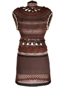 Mame Kurogouchi robe en maille ajourée - Marron