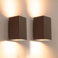 2x Cometa bronzo m by LUSENZ - Up and downlight - Rechthoekige wandlamp met geborsteld bronzen coating