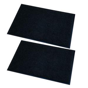Wicotex deurmat/droogloopmat memphis - 2x - zwart - 60 x 80 cm - anti-slip - voor binnen en buiten