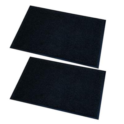 Wicotex deurmat/droogloopmat memphis - 2x - zwart - 60 x 80 cm - anti-slip - voor binnen en buiten