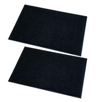 Wicotex deurmat/droogloopmat memphis - 2x - zwart - 60 x 80 cm - anti-slip - voor binnen en buiten