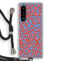 Leopard blue: Sony Xperia 5 III Transparant Hoesje met koord
