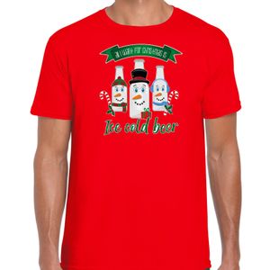 Fout kersttrui t-shirt voor heren - IJskoud bier - rood - Christmas beer