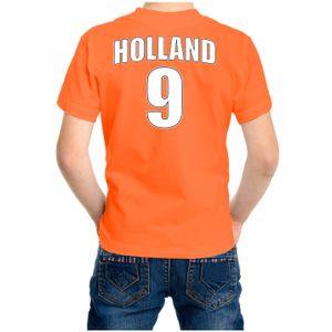 Oranje t-shirt met rugnummer 9 - Holland / Nederland fan shirt voor kinderen