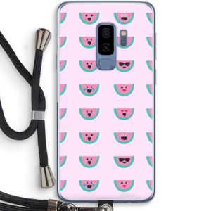 Smiley watermeloenprint: Samsung Galaxy S9 Plus Transparant Hoesje met koord