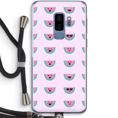 Smiley watermeloenprint: Samsung Galaxy S9 Plus Transparant Hoesje met koord