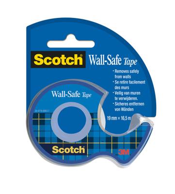 Plakband scotch 19mmx16.5m wall safe + handdisp