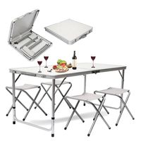MaxxGarden Opvouwbare Picknicktafel - Biertafel met banken - Vouwtafel - campingtafel set - Wit - 120 x 70cm - thumbnail