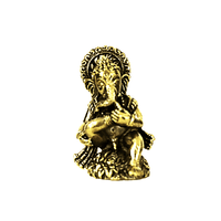 Minibeeldje Ganesha Zittend Messing - 5,3 cm - thumbnail