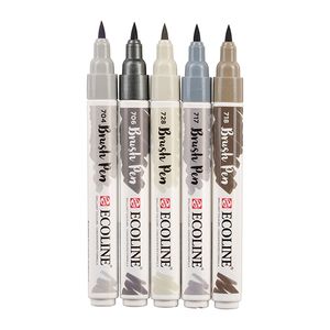 Royal Talens Ecoline Brush Pen - Set van 5 stuks - Grijs