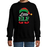 Little elf Kerstsweater / Kersttrui zwart voor kinderen - thumbnail