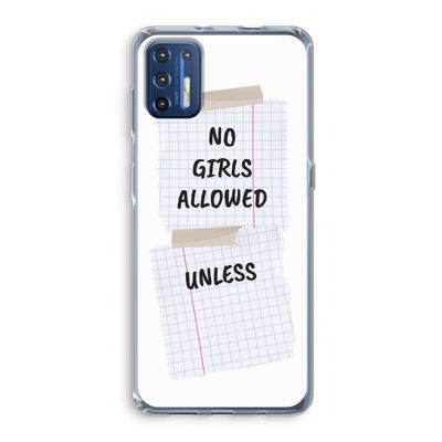 No Girls Allowed Unless: Motorola Moto G9 Plus Transparant Hoesje