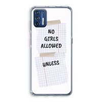 No Girls Allowed Unless: Motorola Moto G9 Plus Transparant Hoesje