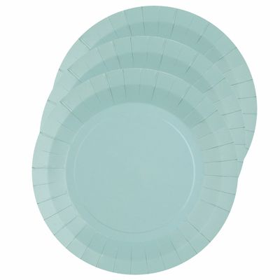 30x Stuks feest gebaksbordjes lichtblauw - karton - 17 cm - rond