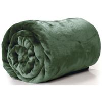 Enzo Fleece deken/plaid - pesto groen - polyester - 130 x 180 cm