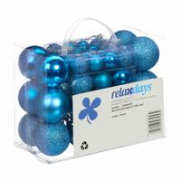 Relaxdays kerstballen - 50x st - kobalt blauw - 3, 4 en 6 cm - kunststof   - - thumbnail