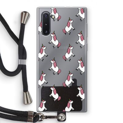 Eenhoorns overal: Samsung Galaxy Note 10 Transparant Hoesje met koord